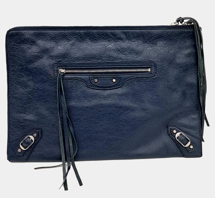 Balenciaga Blue Leather Motor Clutch