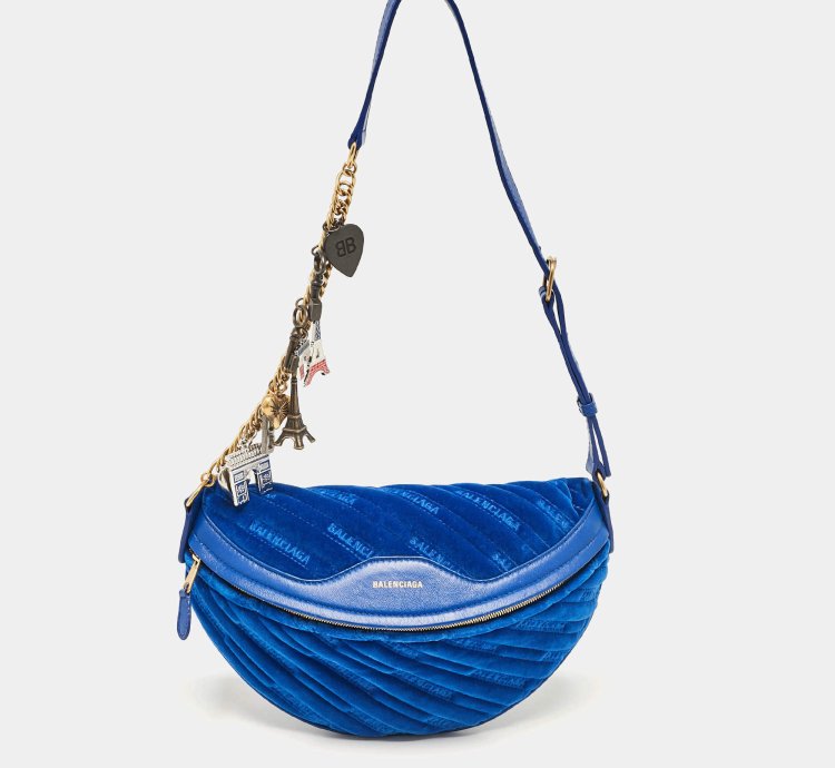 Balenciaga Blue Leather Souvenir Crossbody Bag