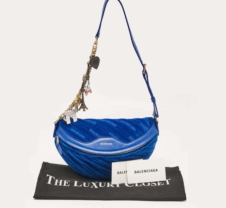 Balenciaga Blue Leather Souvenir Crossbody Bag