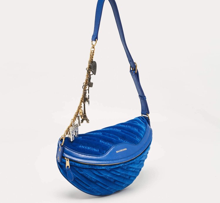 Balenciaga Blue Leather Souvenir Crossbody Bag