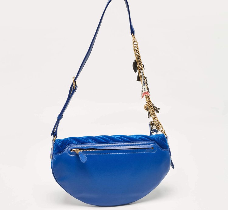 Balenciaga Blue Leather Souvenir Crossbody Bag
