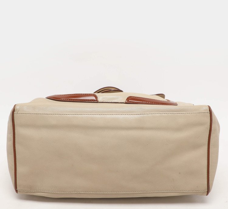 Balenciaga Cream Brown Leather Lune Tote