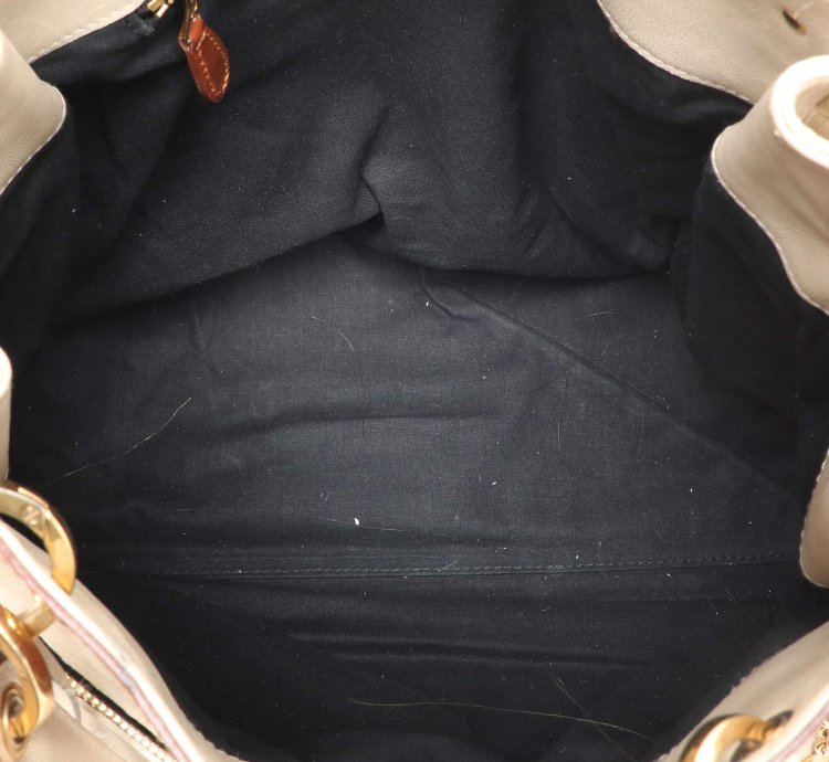 Balenciaga Cream Brown Leather Lune Tote