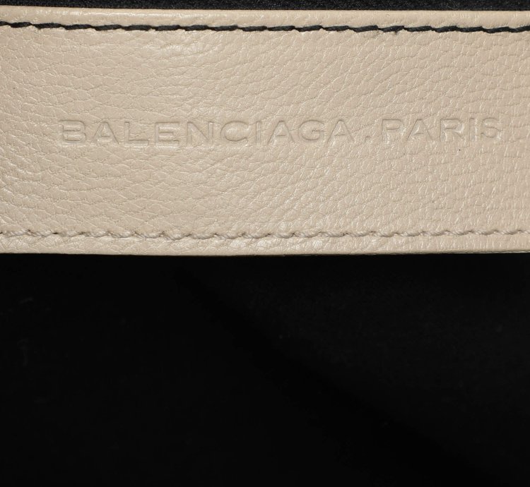 Balenciaga Cream Brown Leather Lune Tote