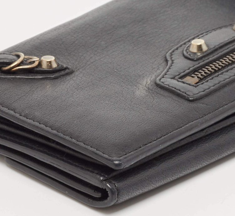 Balenciaga Dark Blue Leather Classic Continental Wallet