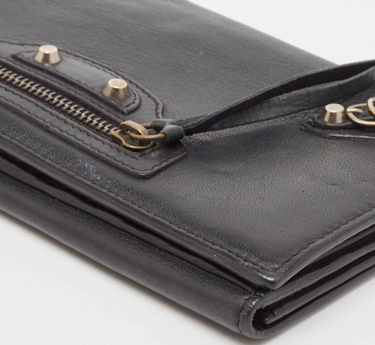 Balenciaga Dark Blue Leather Classic Continental Wallet