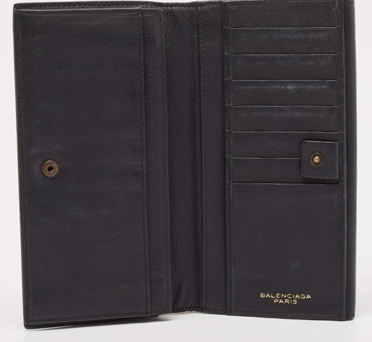 Balenciaga Dark Blue Leather Classic Continental Wallet