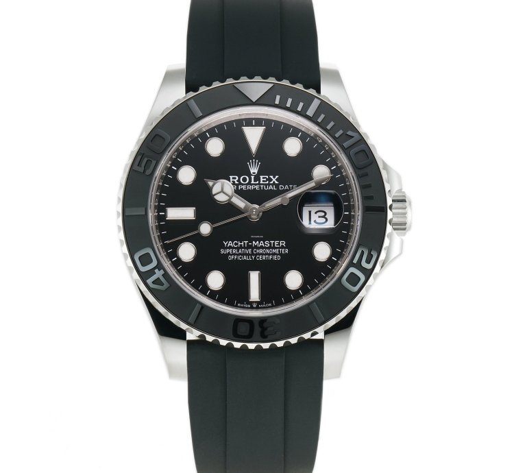 Rolex Yacht-master 42 42mm 18k White Gold Ceramic Bezel On Oysterflex