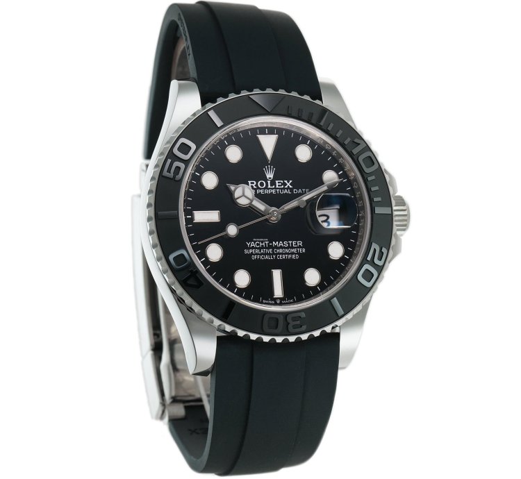 Rolex Yacht-master 42 42mm 18k White Gold Ceramic Bezel On Oysterflex