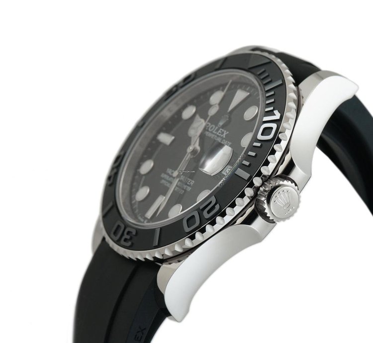 Rolex Yacht-master 42 42mm 18k White Gold Ceramic Bezel On Oysterflex