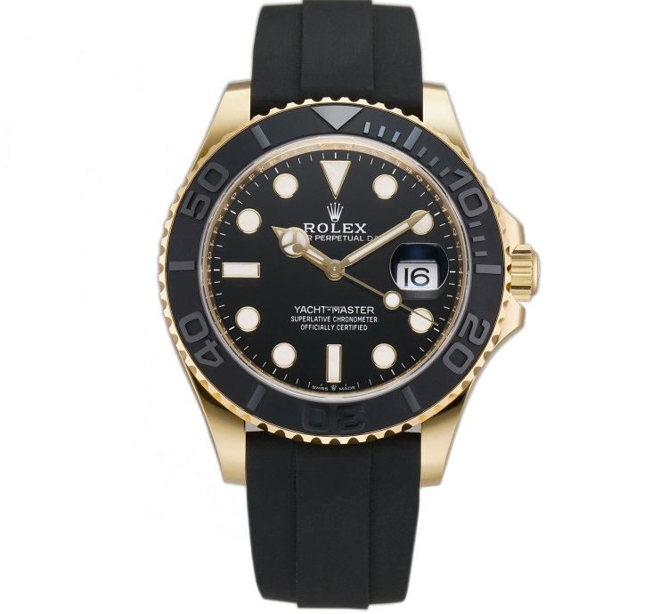 Rolex Yacht-master 42 42mm 18k Yellow Gold Ceramic Bezel On Oysterflex
