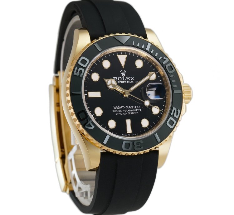 Rolex Yacht-master 42 42mm 18k Yellow Gold Ceramic Bezel On Oysterflex