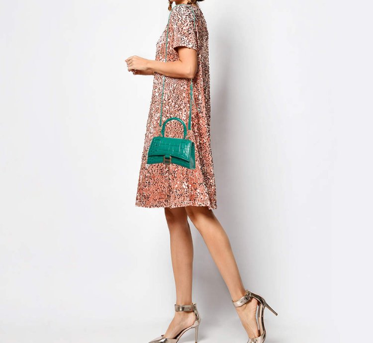 Balenciaga Green Croc Embossed Leather Xs Hourglass Top Handle Bag