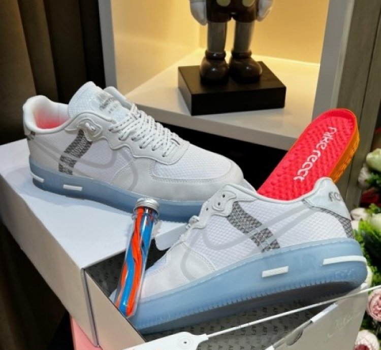 Nike Air Force 1 React Ice White Basketball Sneakers Semi Ua