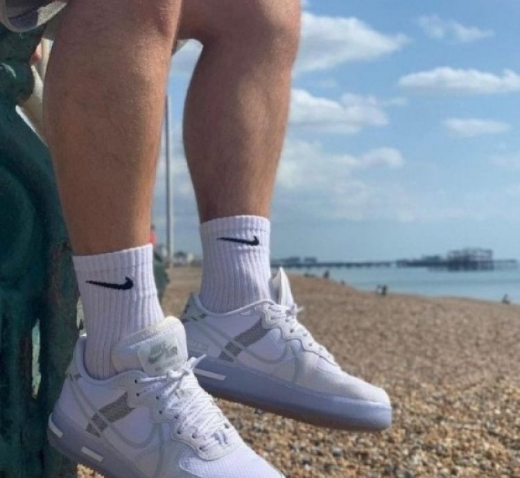 Nike Air Force 1 React Ice White Basketball Sneakers Semi Ua