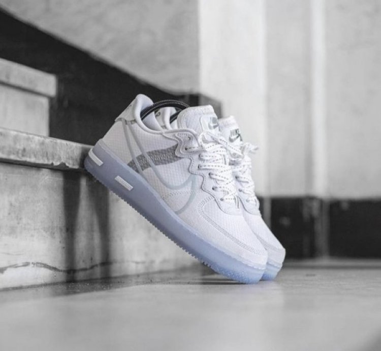 Nike Air Force 1 React Ice White Basketball Sneakers Semi Ua