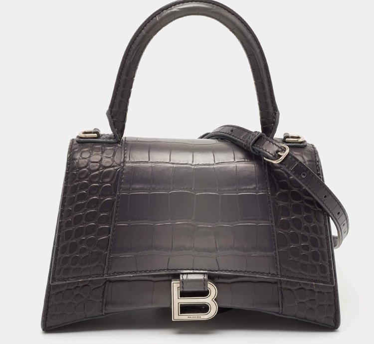 Balenciaga Grey Ombre Leather Small Hourglass Top Handle Bag