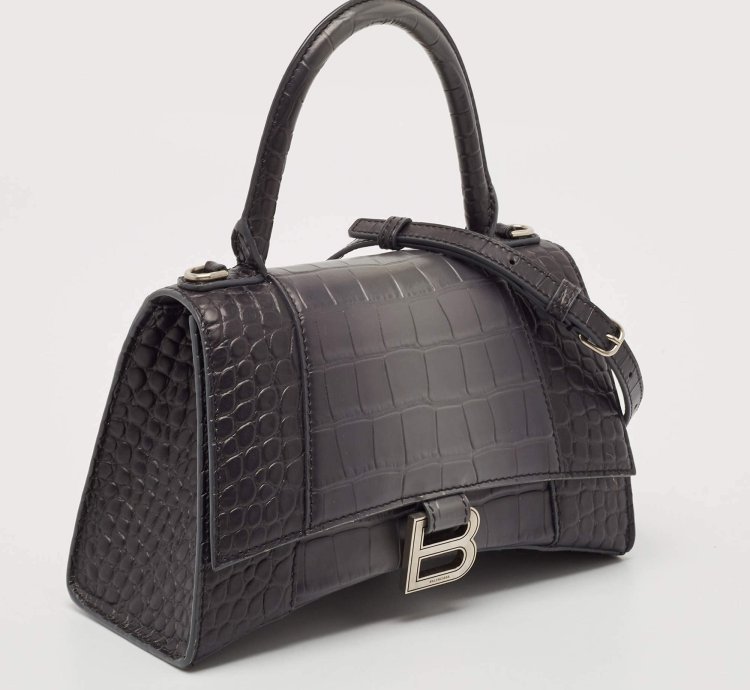Balenciaga Grey Ombre Leather Small Hourglass Top Handle Bag