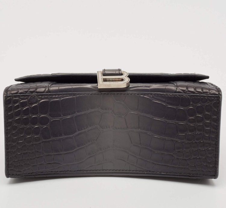 Balenciaga Grey Ombre Leather Small Hourglass Top Handle Bag