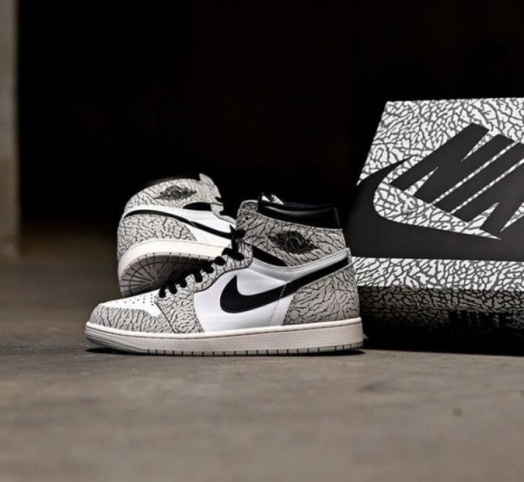 Nike Air Jordan 1 High Elephant Print Basketball Sneakers Semi Ua