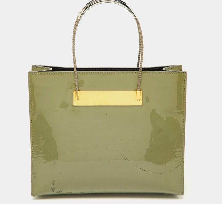 Balenciaga Grey Patent Leather Small Cable Shopper Tote