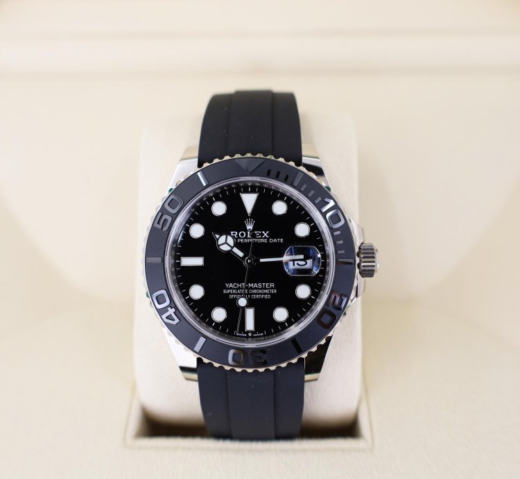 Rolex Yacht-master 42 42mm Black Ceramic Bezel White Gold Black Dial Oysterflex Band 226659