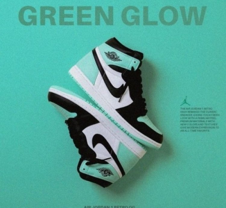 Nike Air Jordan 1 High Green Glow Basketball Sneakers Semi Ua