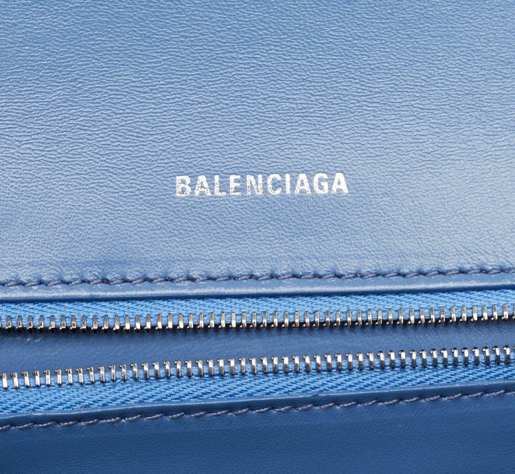 Balenciaga Light Blue Bb Monogram Denim Small Hourglass Top Handle Bag