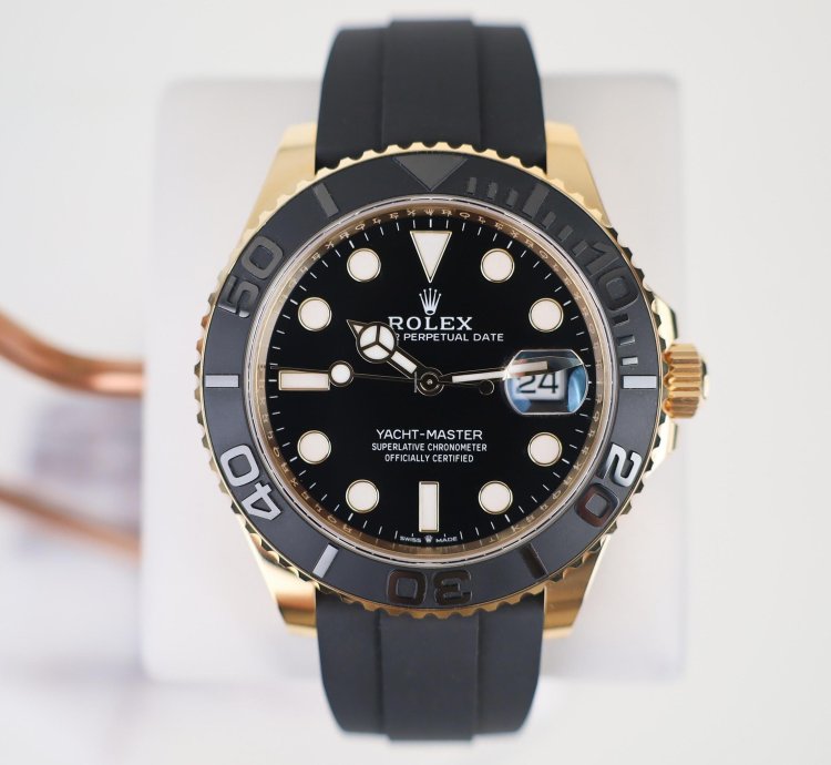 Rolex Yacht-master 42 42mm Black Ceramic Bezel Yellow Gold Black Dial Osyterflex Bracelet 226658