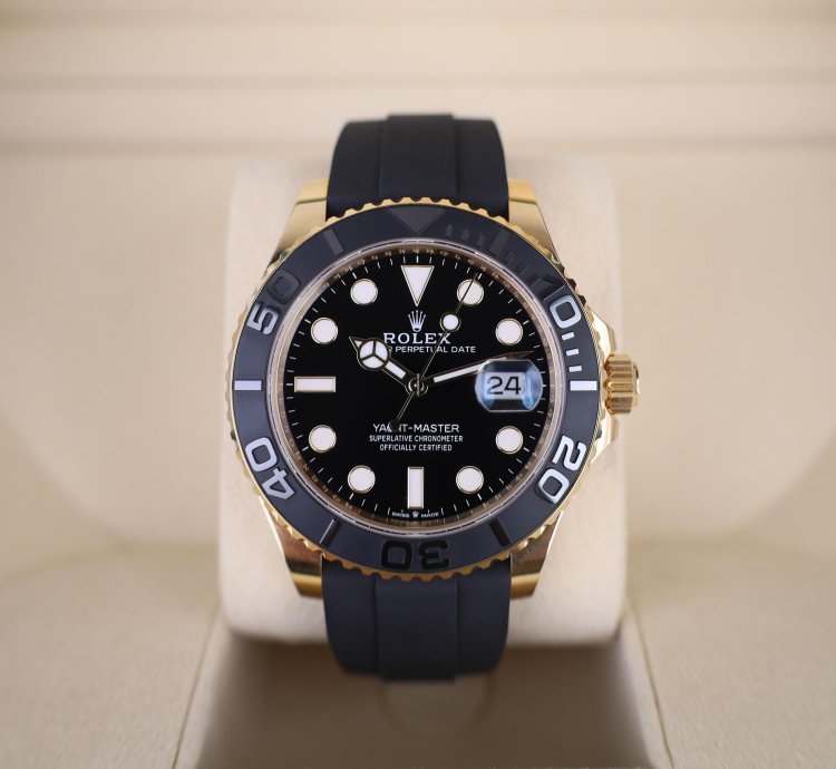 Rolex Yacht-master 42 42mm Black Ceramic Bezel Yellow Gold Black Dial Osyterflex Bracelet 226658