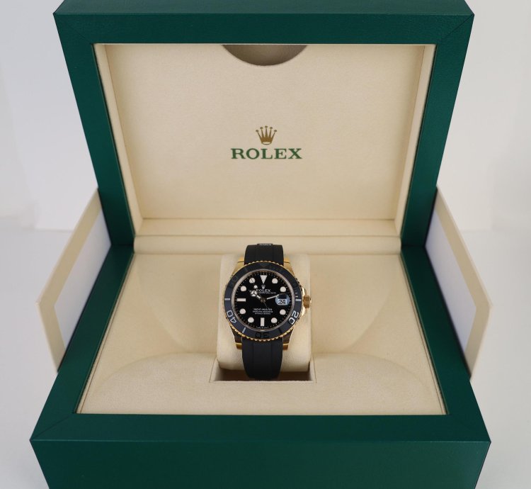 Rolex Yacht-master 42 42mm Black Ceramic Bezel Yellow Gold Black Dial Osyterflex Bracelet 226658
