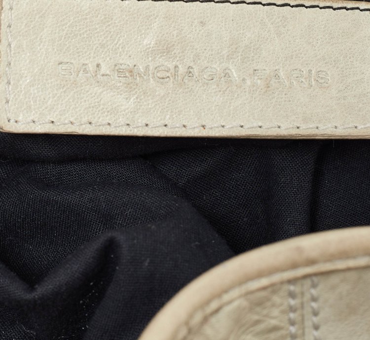 Balenciaga Light Grey Leather Ggh Pompon Hobo