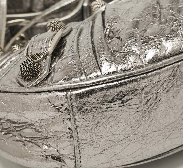 Balenciaga Metallic Grey Leather Xs Le Cagole Shoulder Bag