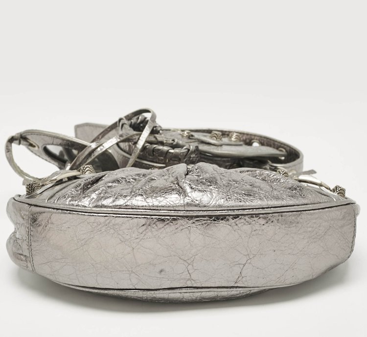 Balenciaga Metallic Grey Leather Xs Le Cagole Shoulder Bag