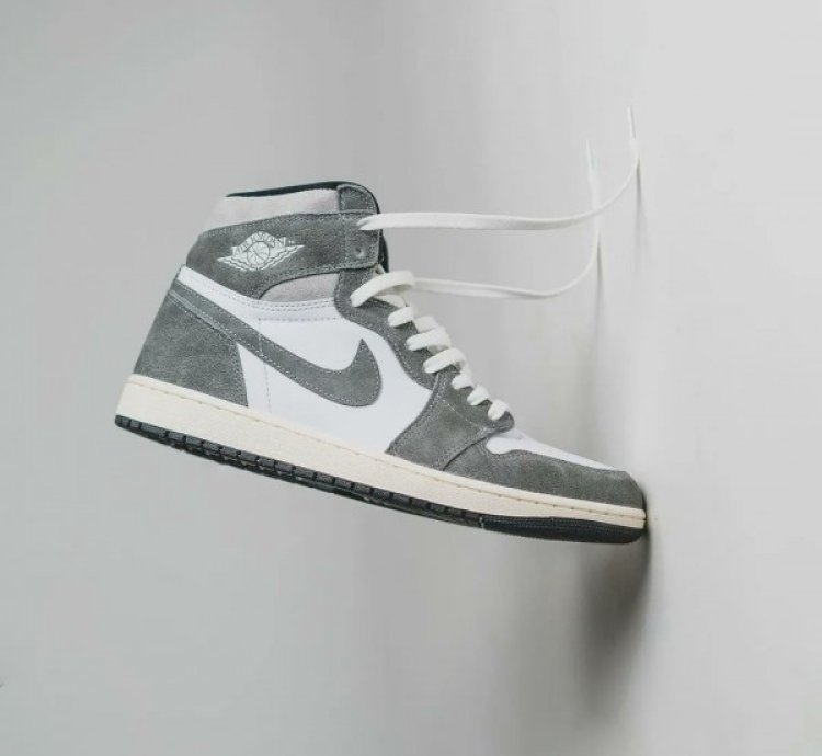 Nike Air Jordan 1 High Washed Grey Black Basketball Sneakers Semi Ua