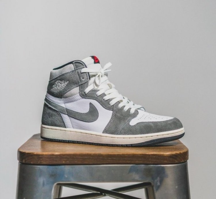 Nike Air Jordan 1 High Washed Grey Black Basketball Sneakers Semi Ua