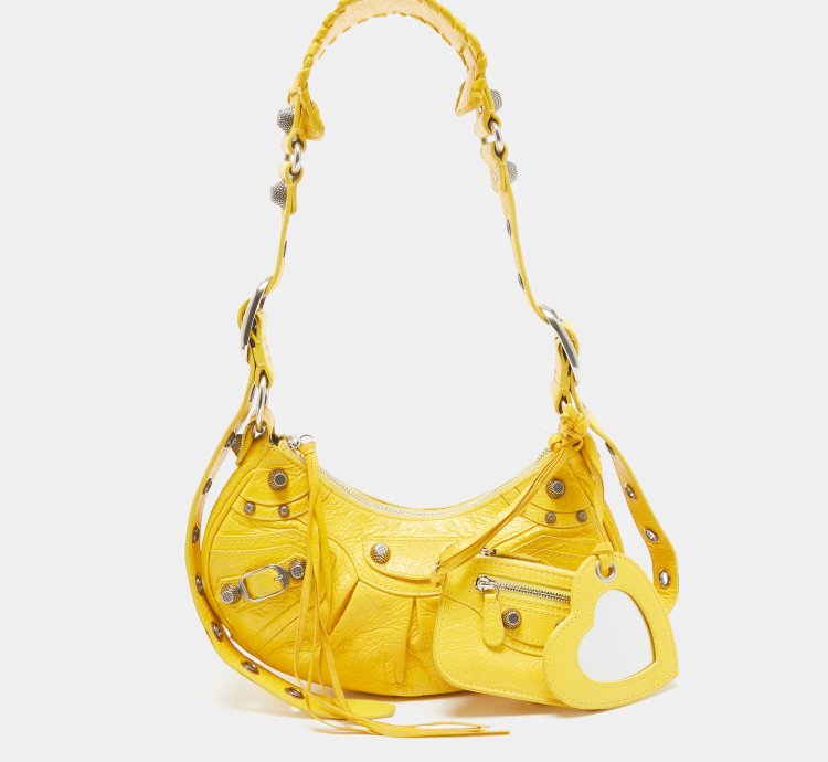 Balenciaga Mustard Leather Xs Le Cagole Shoulder Bag