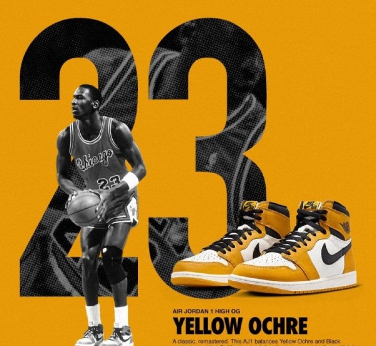Nike Air Jordan 1 High Yellow Ocher Black Basketball Sneakers Semi Ua