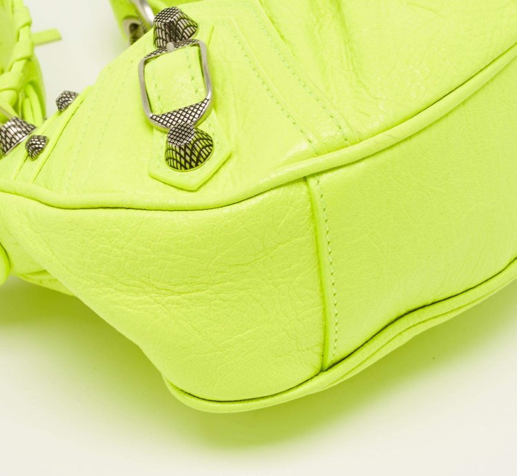 Balenciaga Neon Green Leather Xs Le Cagole Shoulder Bag