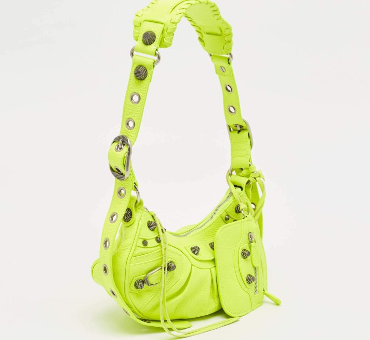 Balenciaga Neon Green Leather Xs Le Cagole Shoulder Bag
