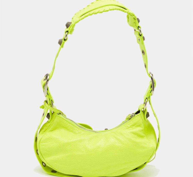 Balenciaga Neon Green Leather Xs Le Cagole Shoulder Bag