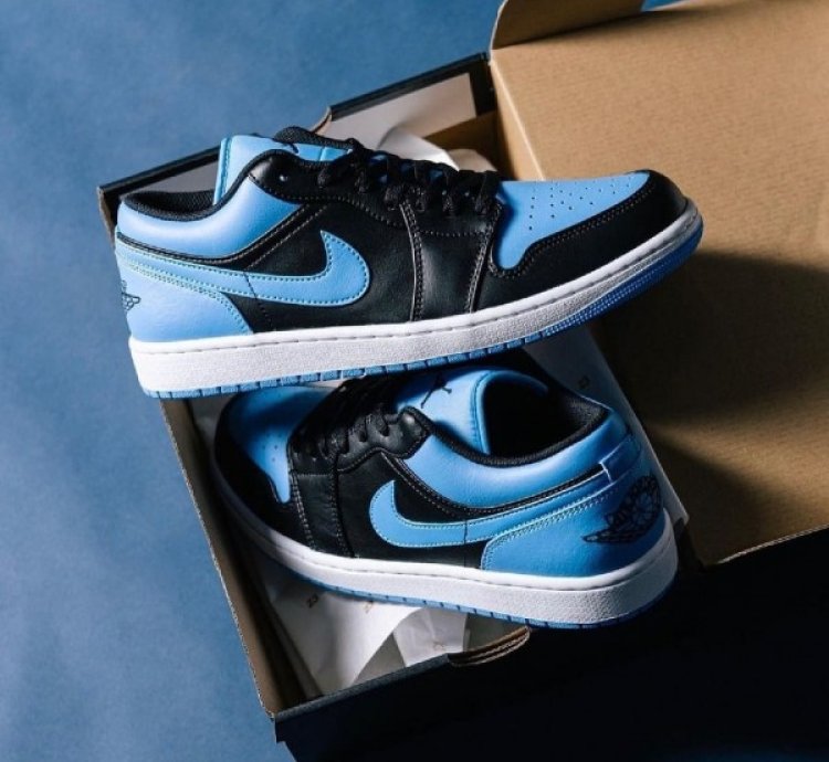 Nike Air Jordan 1 Low Black University Blue Basketball Sneakers