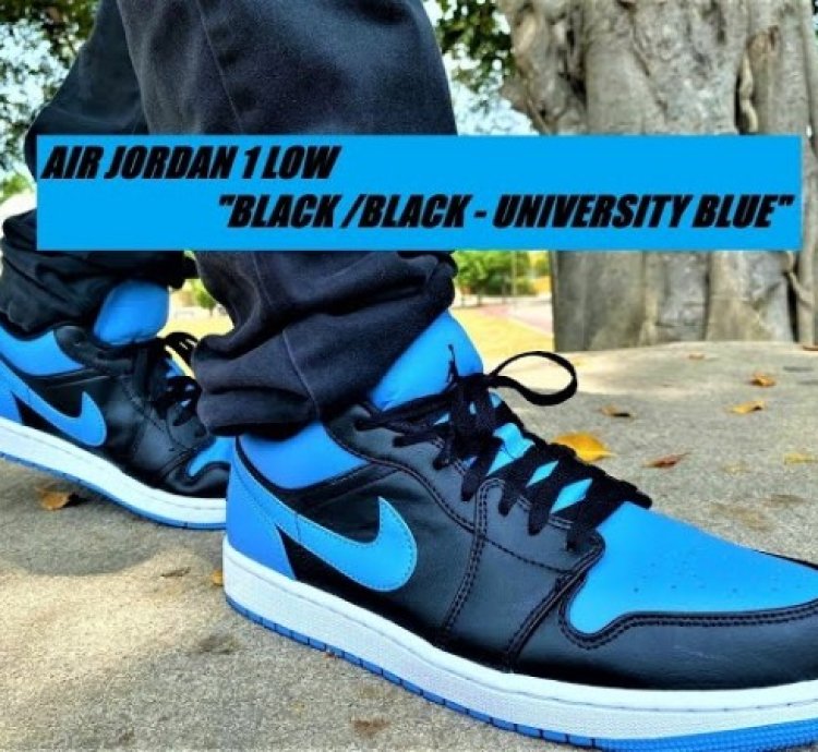 Nike Air Jordan 1 Low Black University Blue Basketball Sneakers