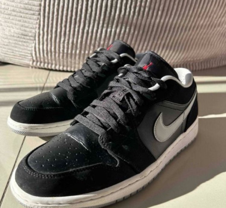 Nike Air Jordan 1 Low Black Wolf Grey Basketball Sneakers