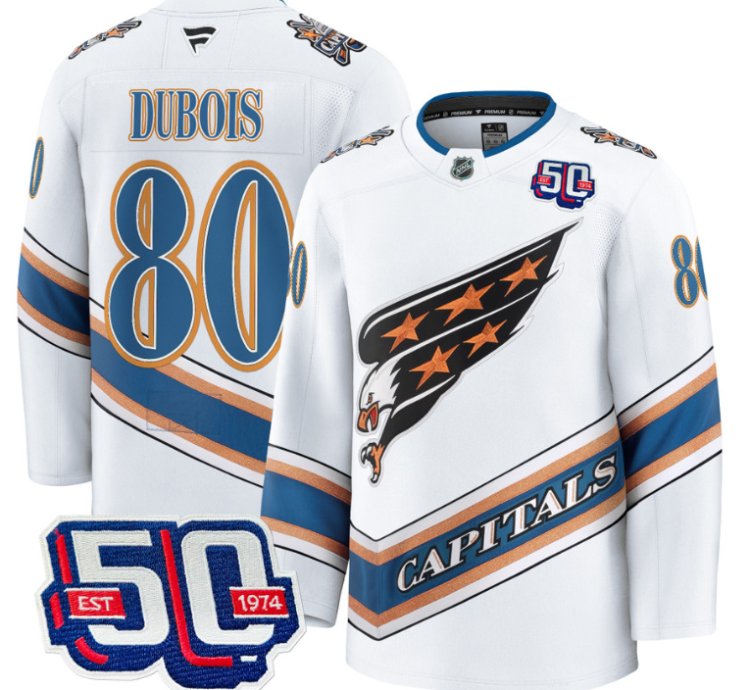 Men Pierre Dubois Jersey 80 Washington Capitals Eagle 50th Anniversary White