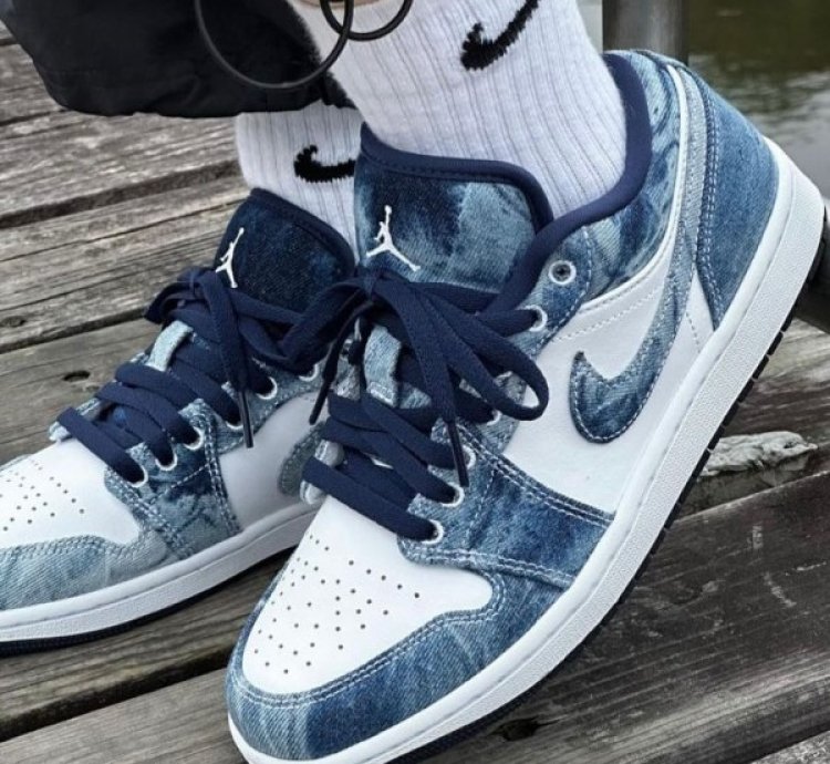 Nike Air Jordan 1 Low Denim Blue Basketball Sneakers