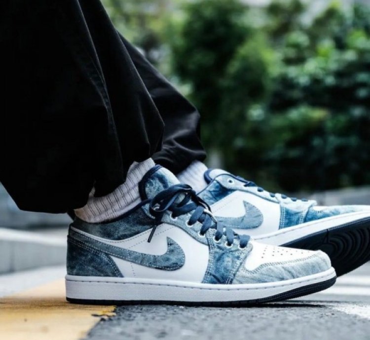 Nike Air Jordan 1 Low Denim Blue Basketball Sneakers