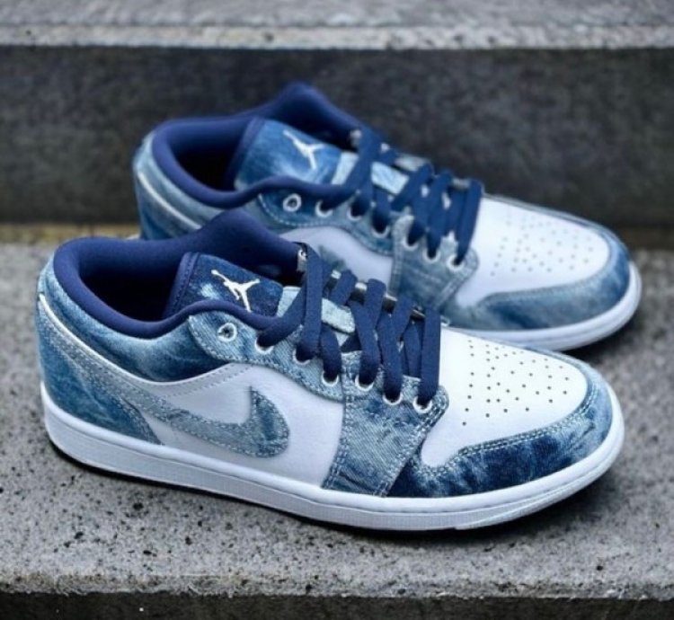 Nike Air Jordan 1 Low Denim Blue Basketball Sneakers