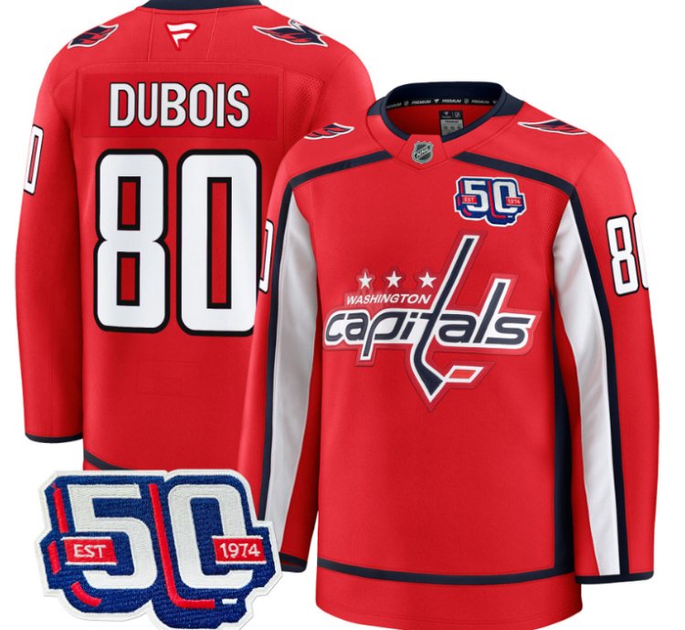 Men Pierre Dubois Jersey 80 Washington Capitals Team 50th V2 Stitched Red