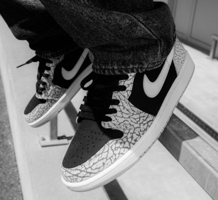 Nike Air Jordan 1 Low Elephant Print Basketball Sneakers